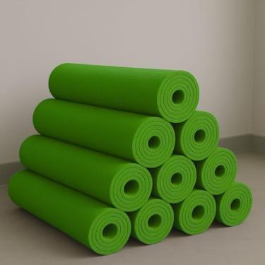 Imagem de Kit 10 Tapete Yoga Colchonete Tatame 1,70m x 55cm x 5mm para Exercício em Casa(Verde,Sem Alça)