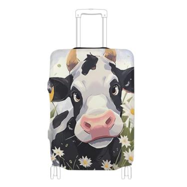 Imagem de Joisal Cool Suitcase Covers Protetor de bagagem personalizado bonito vaca e margarida acessórios de bagagem de viagem, P, serve para capa de 45-50 cm, Linda vaca e margarida, M 22-24 in, Capa de mala
