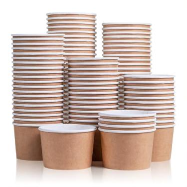 Imagem de yvsay Tigelas de sobremesa descartáveis de 55 unidades de 156 g, tigelas descartáveis Copos de sorvete de papel para alimentos quentes ou frios, suprimentos de festa, copos de petisco para sudae