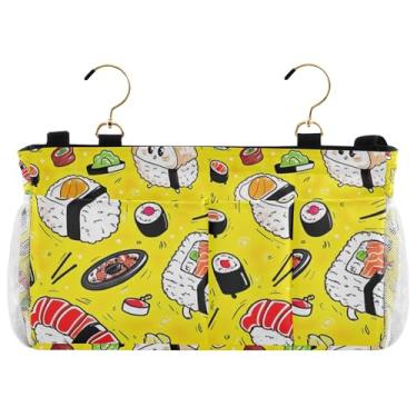 Imagem de TSENQUE Suporte de beliche amarelo de sushi personalizado para cama de dormitório, bolsos de cama, porta-revistas de cabeceira