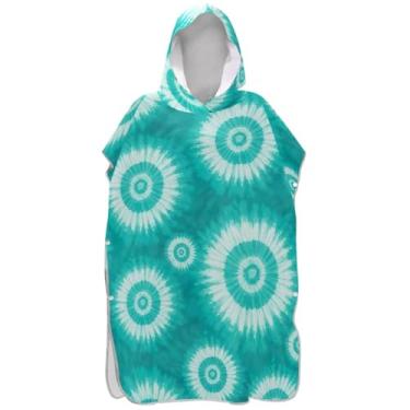 Imagem de Joisal Roupão de secagem rápida para adultos, poncho de surfe, com capuz, toalha de natação, azul-petróleo, branco, tie dye, ponchos de praia para homens