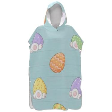 Imagem de Joisal Poncho de surfe para adultos trocador de roupão, toalhas de banho com capuz, secagem rápida, coelhinho, páscoa, azul, ponchos de praia para homens