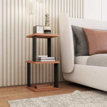 Imagem de Quarto Mesinha De Cabeceira, Elegante E Minimalista(Preto + Freijó)