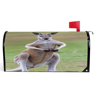 Imagem de TSENQUE Capas de caixa de correio de outono canguru vívidas e fofas magnéticas sazonais vinil caixa de correio envoltório verão decorações modernas caixa de correio tamanho padrão 52,6 x 45,8 cm