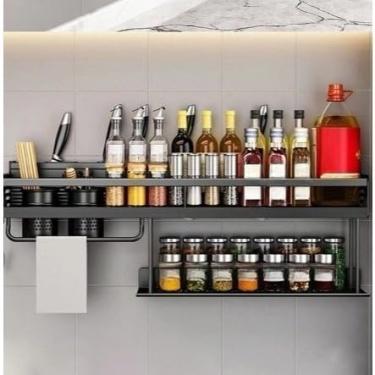 Imagem de Suporte para Temperos de Cozinha，Prateleira de Parede para Cozinha Porta Tempero Condimentos(40cm)
