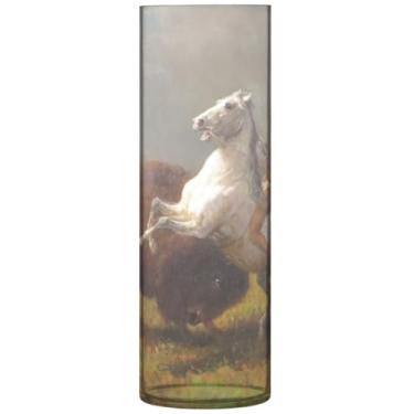 Imagem de Vaso cilíndrico Albert Bierstadt Study Last Buffalo para flores, vasos e plantadores de plástico decorativos, decoração de flores modernas, exclusivas, personalizadas, 30 x 9,9 cm