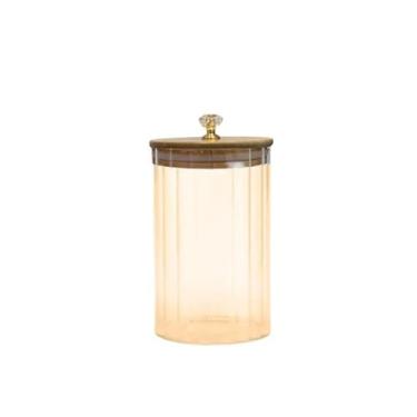 Imagem de Conjunto de Potes de Vidro com Tampa, Transparente Âmbar, Tamanhos Variados, Decorativo (800ml)