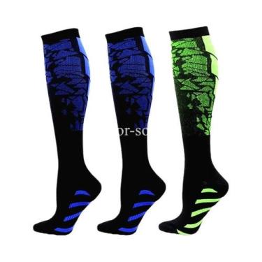 Imagem de Meias De Compressão Com Estampa Floral, Pacote Com 3 Pares Para Homens