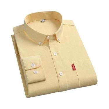 Imagem de Camisa Masculina De Algodão Oxford De Manga Longa Com Botões 5XL Cor S