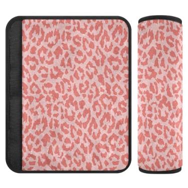 Imagem de Joitme Almofada de cinto de segurança Red Leopard com dois pacotes, capas de cinto de segurança macias, adequadas para vários usos, almofadas de alça de ombro para bolsas