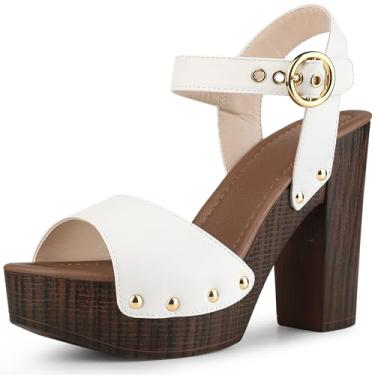 Imagem de Perphy Sandálias femininas de salto alto com salto plataforma, Branco, 37