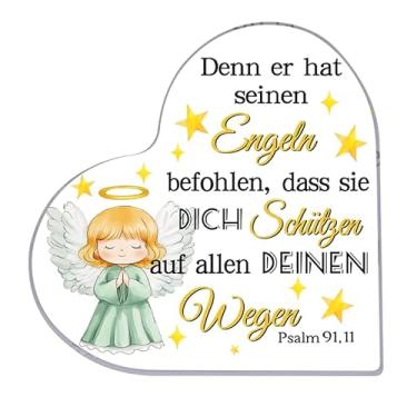 Imagem de Placas e placas decorativas de acrílico, letreiro alemão, lembrança espiritual multiuso, decoração de mesa, presente ideal para família e amigos, ideal para Halloween, Ação de Graças, Natal (anjo