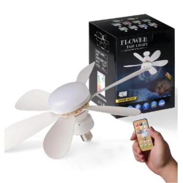 Imagem de Ventilador De Teto Flower Fan Light 6 Pás 40w Com Luz Estrutura Branco Pás Coloridas Diâmetro 52 Cm Frequência 50/60hz Material Das Pás Abs