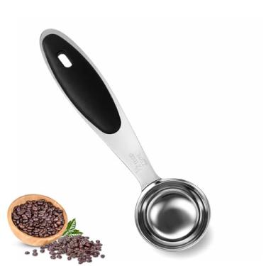 Imagem de 1 colher de sopa (3 colheres de chá, 15 ml) colher de medição única de aço inoxidável com aderência de silicone preto para colher de cozinha medida individual apenas colher