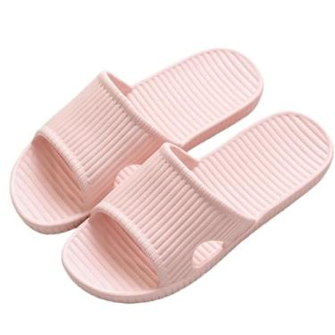 Imagem de Sapato de chuveiro antiderrapante para homens e mulheres, bico aberto, secagem rápida, chinelos leves para dormitório, casa de banho, uso ao ar livre, rosa, 35