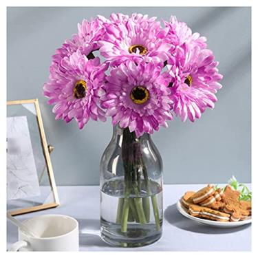 Imagem de CZCZC Buquê de simulação de flores artificiais, gerbera, plástico, decoração moderna, sala de estar, flores falsas, conjunto de flores de seda, margaridas, adequado para banheiro, loja de mesa, flores