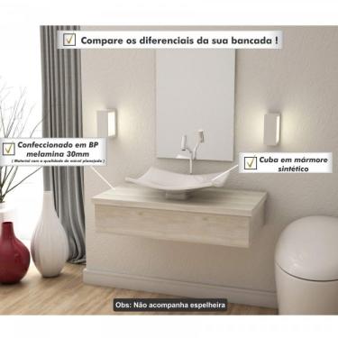 Imagem de Bancada Para Banheiro 80cm Com Cuba Folha F44 800w Metrópole Compace