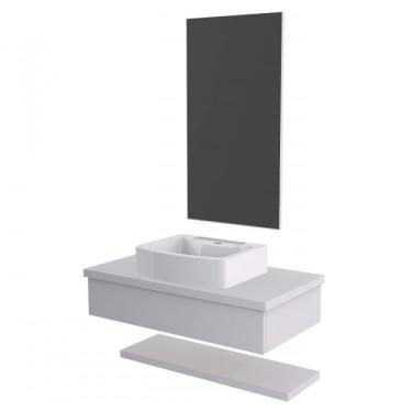 Imagem de Bancada Para Banheiro 80cm Com Cuba Aria Rt41 Prateleira E Espelheira 806w Metrópole Compace