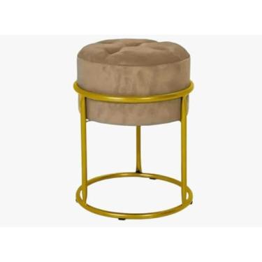 Imagem de Kit 2 Puff/Banquetas Redondas em Ferro – Confortáveis e Modernos, Ideais para Sala, Escritório, Penteadeira e Decoração (Capuccino)