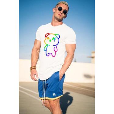 Imagem de Camisa Camiseta Masculina Longline Arredondada Urso Colorido - Dayos C