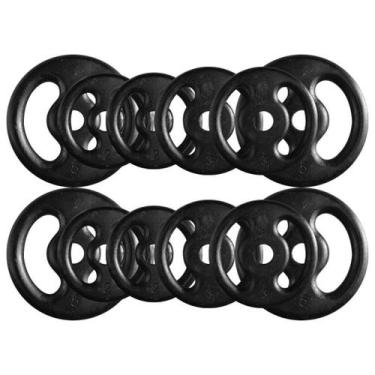 Imagem de Combo com 12 Anilhas de Ferro Fundido - 40 Kg - 2M