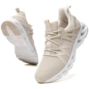 Imagem de TSIODFO Tênis feminino de corrida tênis esportivo para caminhada, Bege branco, 37