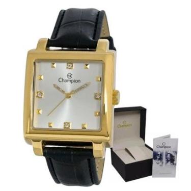 Imagem de Relógio Champion Quadrado Dourado Pulseira em Couro-Feminino