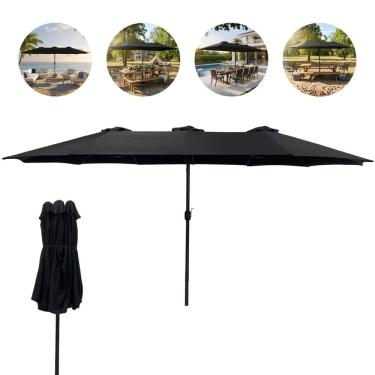 Imagem de Ombrelone Central Duplo Alumínio 4,6m Gigante Retrátil Praia Piscina Jardim Importway Iwobcd-460