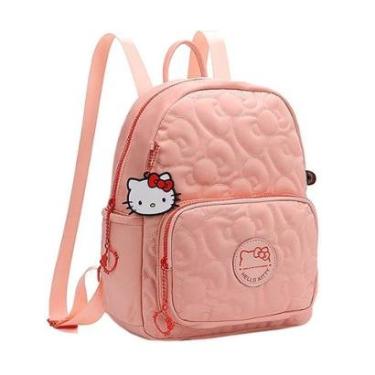 Imagem de Mochila Feminina Hello Kitty detalhes Laços e Chaveiro Exclusivo-Feminino