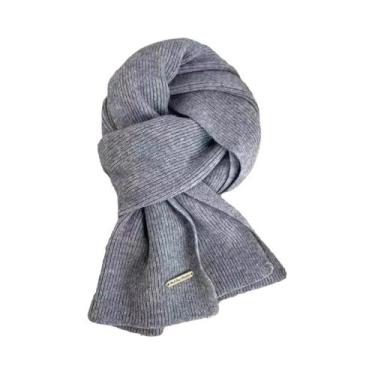 Imagem de Inverno quente cor sólida lenço cruzado de lã engrossar cachecol de ma