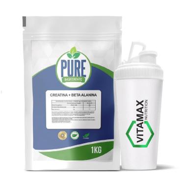 Imagem de Kit Beta Alanina C/Creatina 1Kg + Coqueteleira Branca 650ml-Unissex