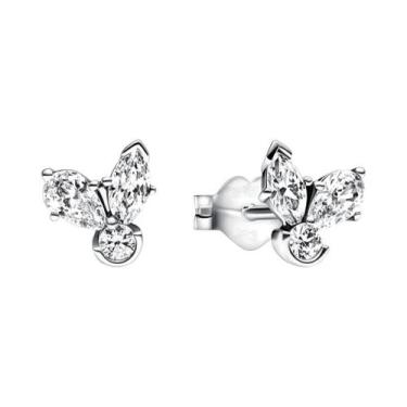 Imagem de Brincos De Coração Em Ouro Rosa Com Floco De Neve De Inverno Em Prata 