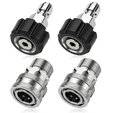 Imagem de Senlinyu 2 peças de adaptador de conexão rápida de lavadora de pressão, acoplador de conexão rápida M22 de 14 mm a 3/20.3 cm para bomba de mangueira de pistola de lavagem de alta pressão (M22-14 mm a