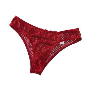 Imagem de Lingerie Sexy Feminina De Renda Com Cintura Baixa, Tanga Transparente 