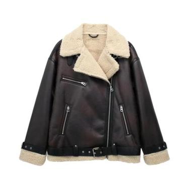 Imagem de Jaqueta Feminina Quente De Imitação De Pele De Cordeiro, Moda Clássica