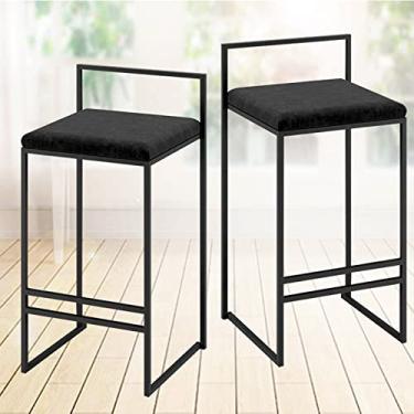 Imagem de KIDYBO Banquetas de altura para balcão de bar com banquetas estofadas de veludo conjunto de 2 cadeiras de bar alto para café da manhã, cadeiras de jantar para ilhas de cozinha/bar doméstico