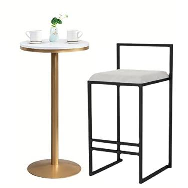 Imagem de Banquetas de veludo branco com encosto estofado e aberto, bancos de bar com altura de bar, bancos de cozinha, cadeiras de jantar modernas, móveis de bar, confortáveis para sentar