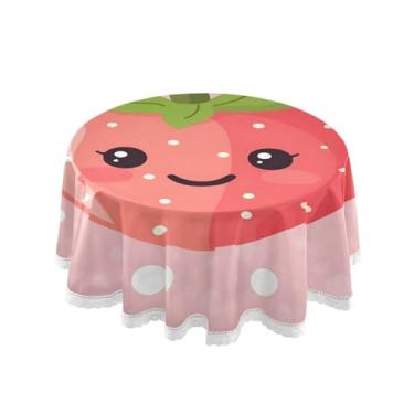 Imagem de Qilmy Toalha de mesa redonda de palmeira de treliça verde, 152 cm, resistente à água, à prova de derramamento, capa de mesa grande para jantar de reunião de família em ambientes internos e externos