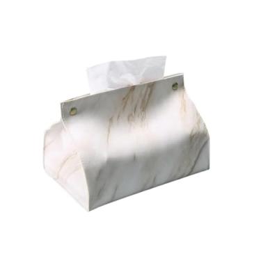 Imagem de x3anggyt5 Caixa de lenços de papel, caixa de tecido, recipiente de couro PU, padrão de mármore, porta-guardanapos, caixa de armazenamento, porta-lenços