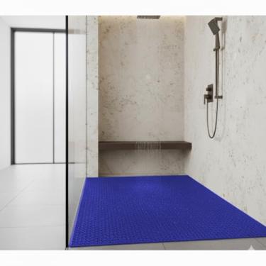 Imagem de Tapete Seguro Antiderrapante Para Crianças e Bebês no Banho Para Box (Azul, 120x60)