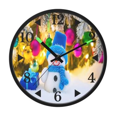 Imagem de STAYTOP Lindo boneco de neve de Natal relógio de parede LED para quarto com brilho noturno, relógios de parede silenciosos de 30 cm para decoração de sala de estar, controle de som, relógio de parede