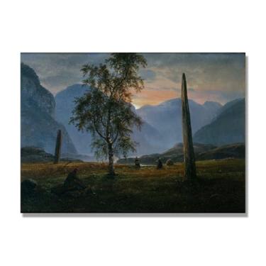 Imagem de NHLDZYH J.C. Dahl Reprodução de arte famosa, arte em tela de paisagem romântica nórdica, decoração de parede elegante para sala de estar e escritório. (paisagem 15). 50 x 70 cm - 19,6 x 27,5 pol