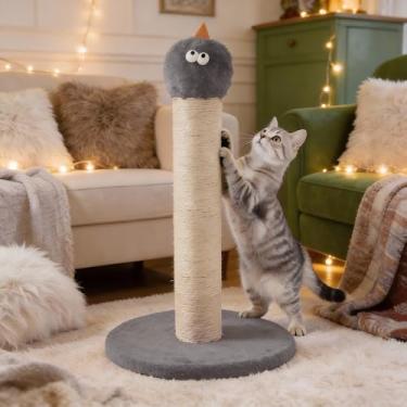 Imagem de Fansafurn Poste arranhador para gatos, torre de árvore para arranhadores de gatos de 55 cm, com base estável extra larga de 34 cm, poste para arranhar com sisal natural e tecido de pelúcia curto para