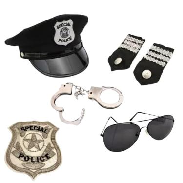 Imagem de Kit Completo para Fantasia de Policial, Quepe, Algema, Distintivo, Carnaval