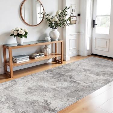 Imagem de BYYVOO Tapete de corredor largo lavável 10 x 25: Tapetes de corredor abstratos modernos - Tapete fino antiderrapante para cozinha, sala de estar, quarto - Tapete fácil de limpar para espaços longos