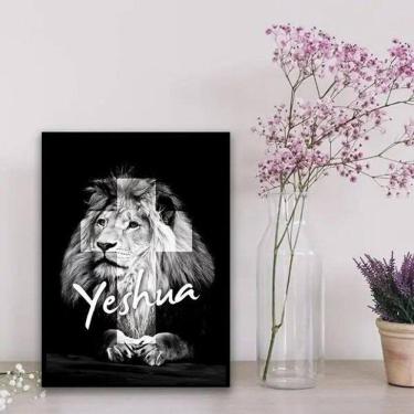 Imagem de Quadro Decorativo Leão Yeshua 45x34cm - Vidro