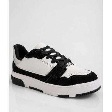 Imagem de Tênis Casual Feminino Recortes Vizzano-11366, Branco, Preto, 37