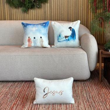 Imagem de Kit 3 Capas Almofadas Linhão Significado de Natal Cristã - AMOFADAS