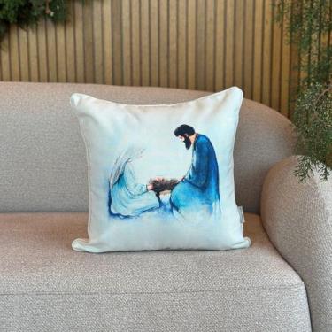 Imagem de Capa Almofada Natal Linhão Crú Presépio Cristã 45x45 - AMOFADAS