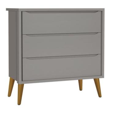 Imagem de Cômoda Gaveteiro Théo New Cinza Fosco com Madeira - MoveisAqui - RELLE